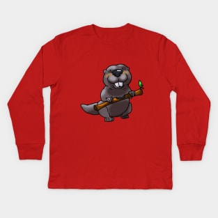 funny beaver cartoon Kids Long Sleeve T-Shirt